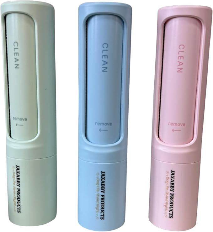 Jaxabby Products Reusable Pet Hair Remover Kit – 3-Piece Set with Fabric Pads & Self-Cleaning Lint Roller for Clothes, Furniture, Couch & Car, No Refills, Eco-Friendly (Pastel Green)