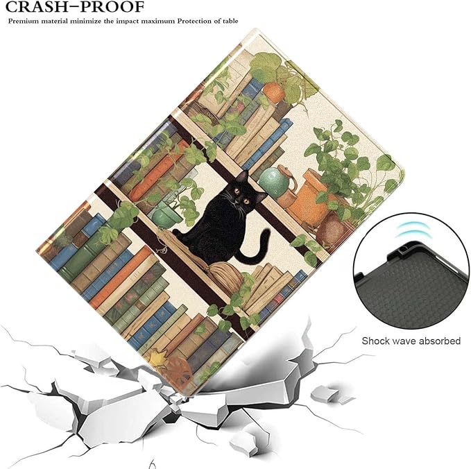 for Samsung Galaxy Tab A 8.4 Tablet Case SM-T307,Premium Leather Folio Stand Auto Wake/Sleep,Multiple Viewing Stand,Bookshelf Cat