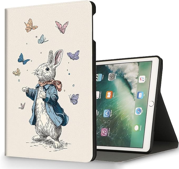 for Microsoft Surface Pro 7 Plus,Surface Pro 7/6/5/4 12.3" Tablet Case,Auto Wake/Sleep,Adjustable Stand Protective Cover - Butterfly Rabbit