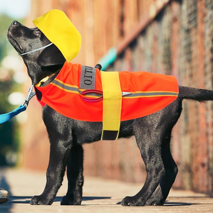 Dog Reflective Vest Construction Worker Pet Costume Christmas Outfits High Visibility Dogs Clothes for Large Medium Small Cats Costumes L