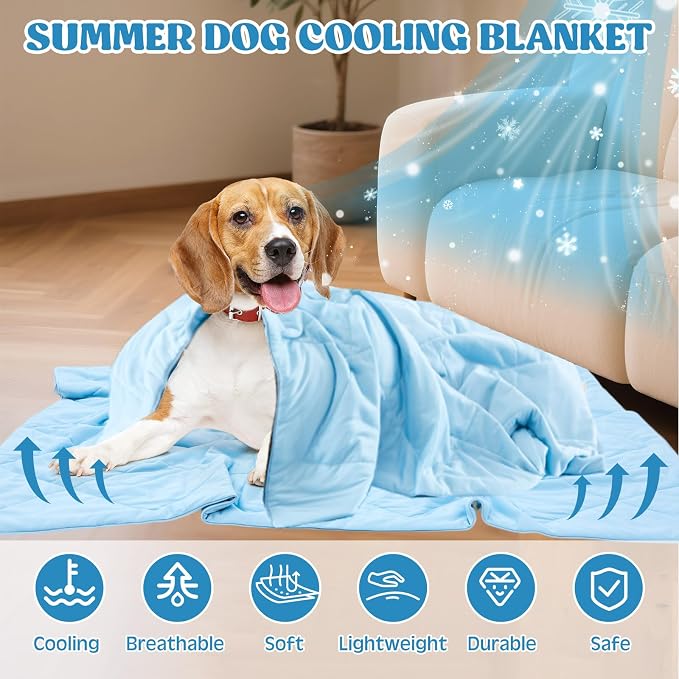 2 Pack 40" x 60" Dog Cooling Mats with Storage Bags, Washable Cooling Pads for Dogs, Foldable Pet Self-Cooling Mat for Crate, Sofa, Floor, Car, Indoor Outdoor Summer Use