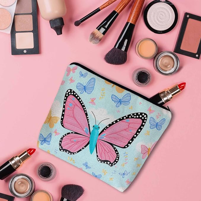 Makeup Bag For Purse Butterfly, Colorful Butterflies Garden Butterfly Cosmetic Bags For Women With Zipper Travel Toiletry Pouch Makeup Bags Makeup Organizers Purse For Toiletries Cosmetics