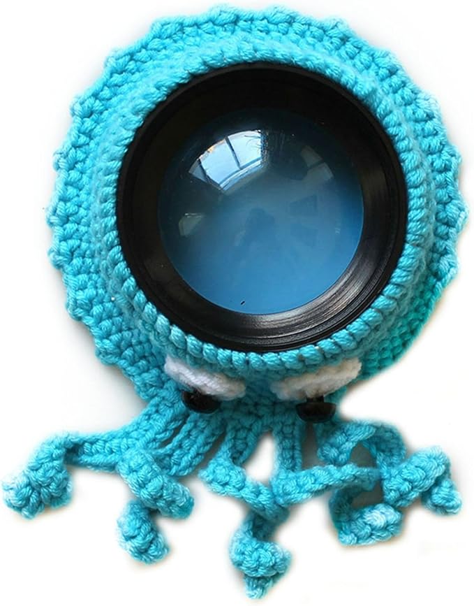 Shutter Hugger,Camera Lens Stand Camera Buddies Shutter Hugger Photography Props, Handmade Pet Knitted Lens Accessories Pet for Portable Video Devices(Color:Blue)
