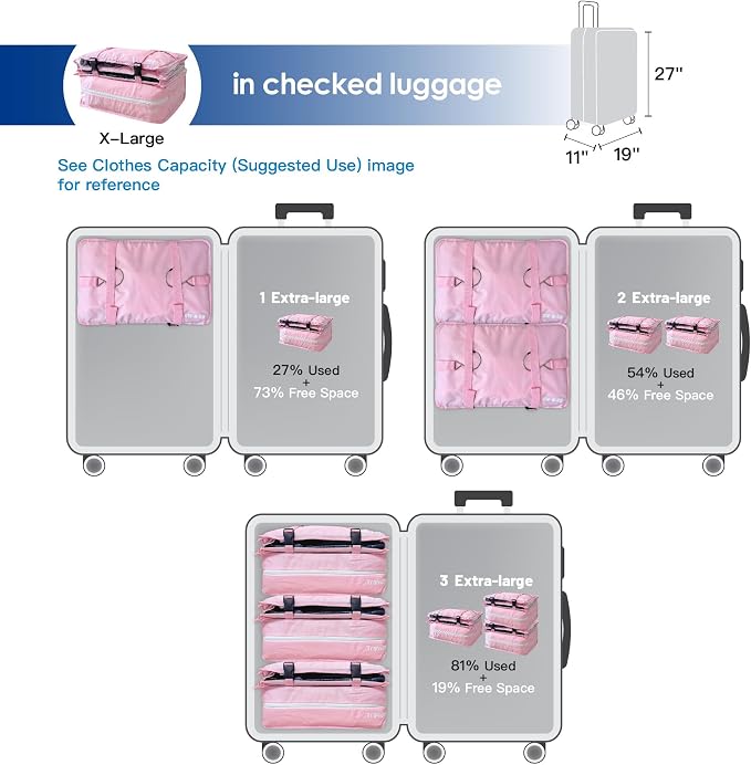 Stow-N-Go Hanging Travel Shelves, Packing Organizer for Luggage. Carry on Closet for Suitcase. Expandable Packing Cube. Travel Essentials. (Pink - XL, XL = (L) 17.7" x (W) 11.8")
