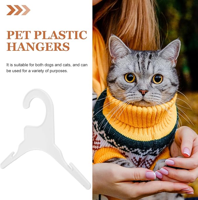 10pcs Small White Plastic Pet Clothes Hangers Dog and Cat Clothing Drying Rack Mini Hanging Organizer for Pet Apparel Storage