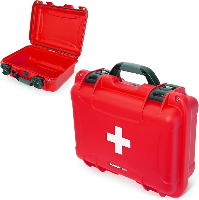 NANUK 920 Waterproof First Aid Box Empty – Durable, Medical First Aid Organizer Case, IP67-Rated, Dustproof, Impact-Resistant, and Floats (15" x 10.5" x 6.2") – Red | Floats (15' x 10.5' x 6.2'), Medical Organizer Case, IP67-Rated