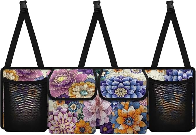 Dreaweet Boho Floral Print Trunk Organizer - Collapsible Car Organizer & Back Seat Storage - Portable SUV Storage - Multicolor