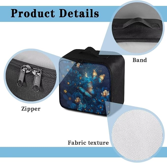 Rnyleeg Blue Flower Butterfly First Aid Bag Empty Pet First Aid Kit with Zipper Pocket Portable Emergency Medicine Tote Bag for Home Car Outdoor Sports
