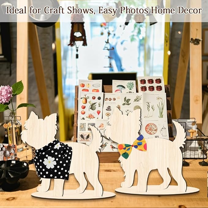 Pet Clothing Display Stand 11.8 x 11.4 x 0.2 Inch Dog Mannequin Display for Clothes Scarf Bandana Wood Dog Silhouette Stand for Pet Store Shops Window Show Photography Prop Home Decoration