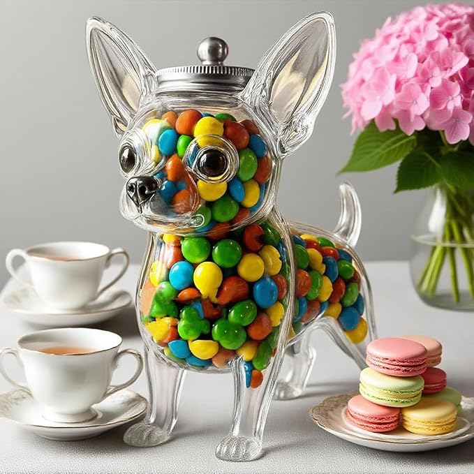Chihuahua Candy Jar,Cute Airtight Dog Snack Container for Cookies, Clear Airtight Decorative Food Storage Container, Cookies, Candies, Coffee Pods,Pet Lovers Gifts (Husky style)