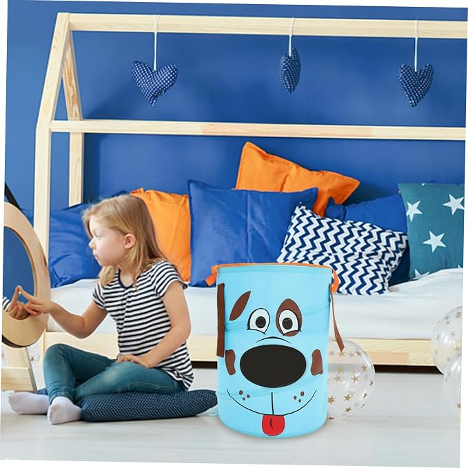Cabilock 1pc Foldable Portable Storage Basket for Pets Sky- Organizer Handles for Toys Clothes Laundry Nursery Bedroom and Apartment Use