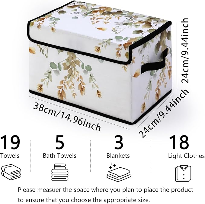 Stackable Clothes Storage Bins with Lids 3 Pack | Closet Organizers, Fabric Box, For Blanket Clothes, Under Bed Storage Containers