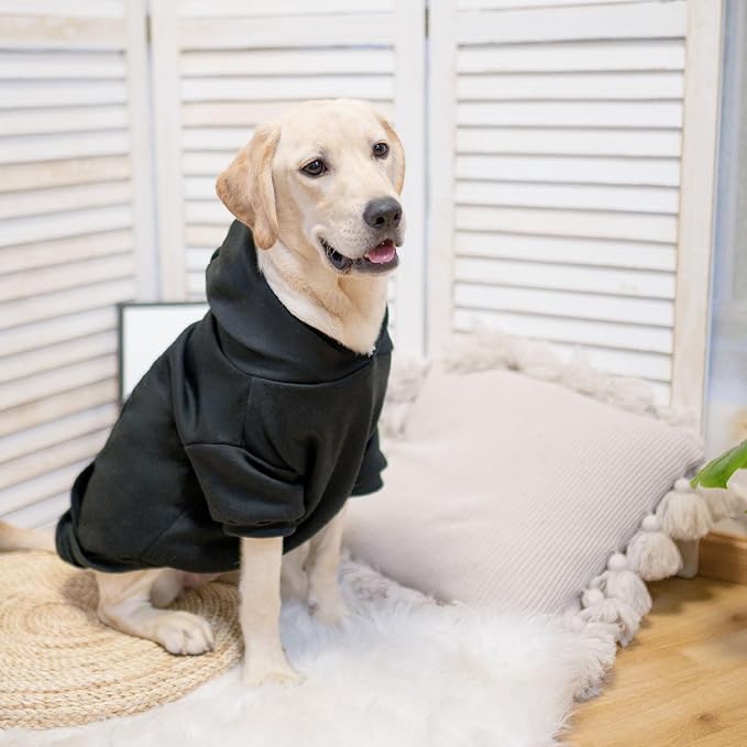 SCENEREAL Dog Hoodie Sweaters for Small Medium Large Size Dogs, Fleece Pet Sweatshirt with Hat and Pocket,Soft Cold Winter All Weather Puppy Clothes for S to XL Sized Dogs,Black (M)