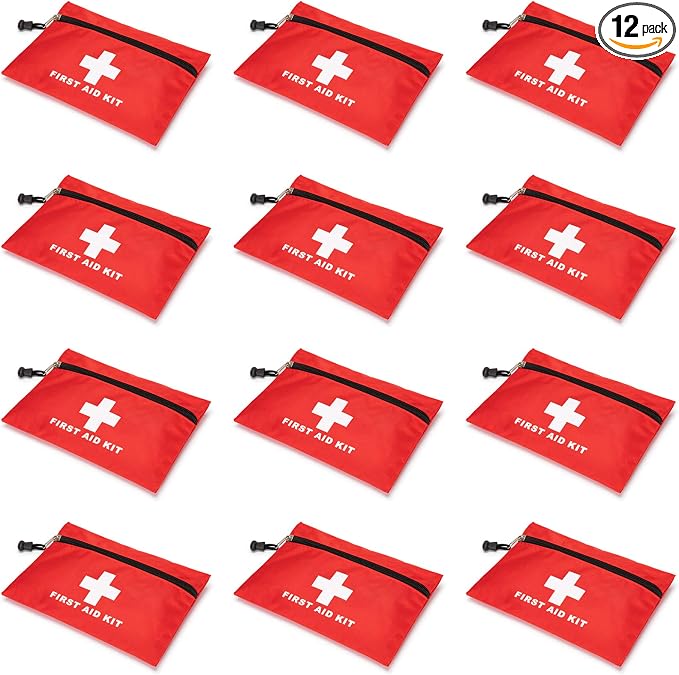 Red First Aid Bag Small First Aid Kit Empty Medical Storage Bag for First Aid Kits Pack Emergency Hiking Backpacking Camping Cycling Travel Car (Red 7.9x5.5 12PCS)
