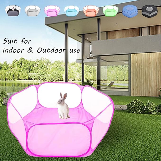 Small Animals Playpen, Portable Pop-up Open Interactive Pet Tent, Indoor Outdoor Fence for Rabbits, Guinea Pig, Hamster, Chinchillas, Kittens, Puppies