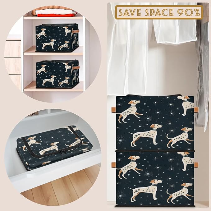 Pardick Dog Puppy Storage Bin Storage Basket with Zipper Lid Collapsible Cloth Organizer Closet Shelf Basket Cube Bins Dustproof Clothes Organizer for Bedroom, Nursery