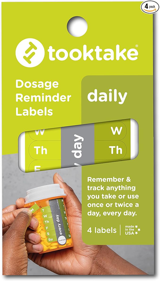 TOOKTAKE Daily Tracking Stickers for Vitamins & Medication in Any Form,Vitamin Organizer,Easy Pill Tracker,Daily Pill Organizer,Medicine Organizer,Weekly Pill Box,7 Day Week, AM/PM,Day & Night