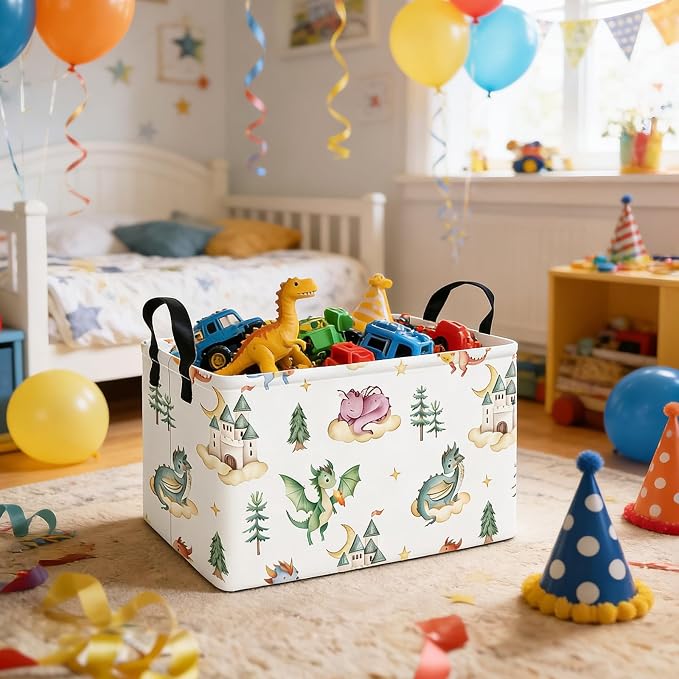 Rectangular Dragon Storage Basket | Gifts Bag for Toys,Books,Clothes,Gifts,Pets-Perfect for Home,Office,Nursery,Dorm,Shelf
