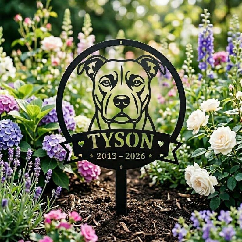 Personalized Garden Sign, Dog Headstone, Pit Bull Garden Memorial Plaque