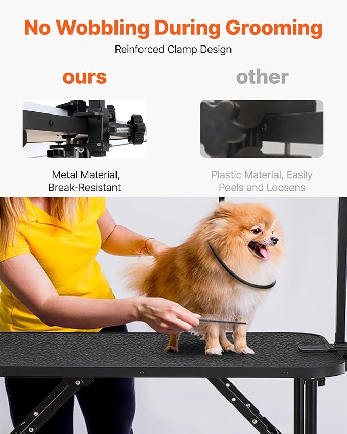 VEVOR Pet Grooming Table, 32 x18 Inch with Height Adjustable Arm, 220LBS Static Weight Capacity, Foldable Dog Groom Station with No-Sit Haunch Holder with Grooming Loop, for Medium and Small Dogs