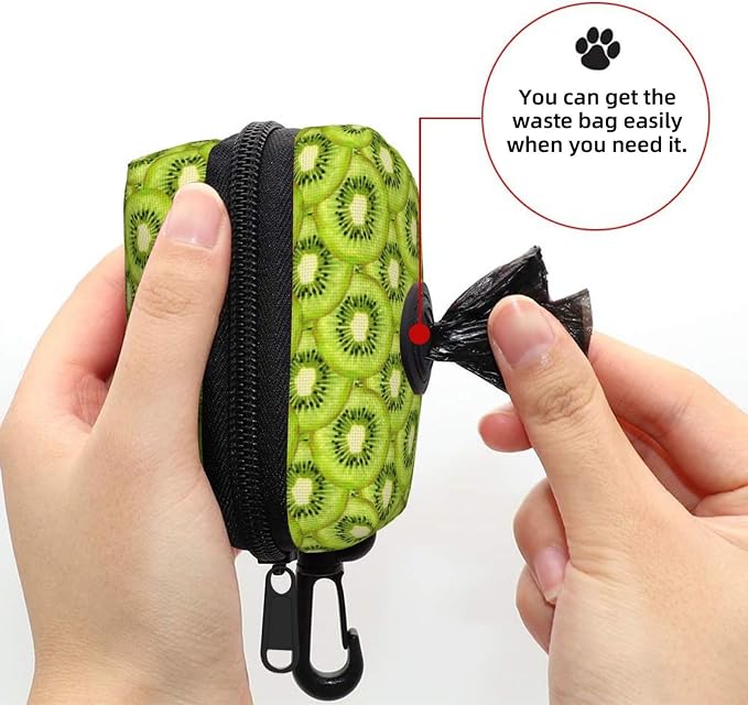 Kiwi Slices Pet Waste Bag Dispenser 0.2L | Portable Dog Poop Holder Waste Bag With Zipper Park Doggy Walking Accessory