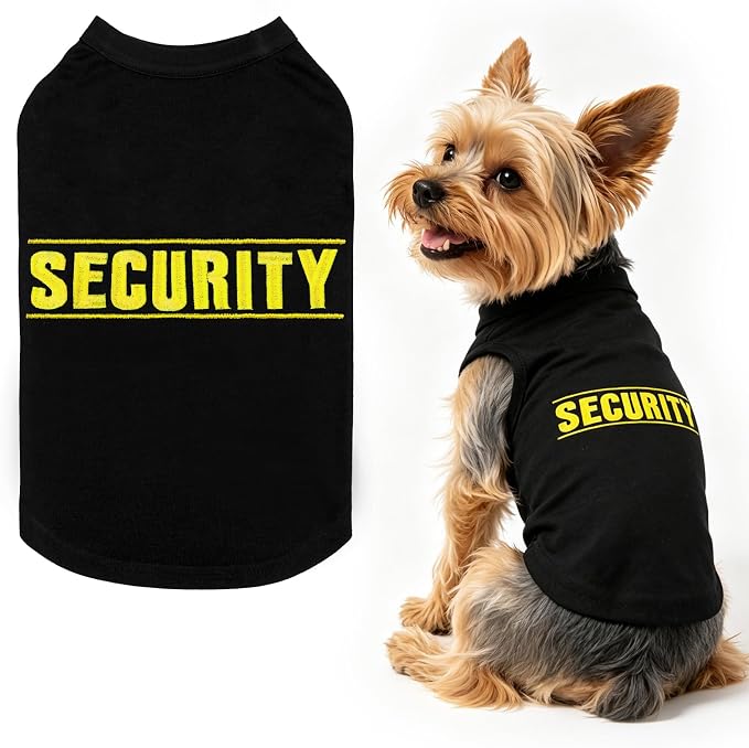 BINGPET Embroidered Security Dog Shirts,Soft Cotton Puppy Tshirt,Breathable Lightweight Dog Costumes Tank Top Vest,Machine Washable Stretchy Clothes for Small Medium Large Dogs Boy Girl (XS)