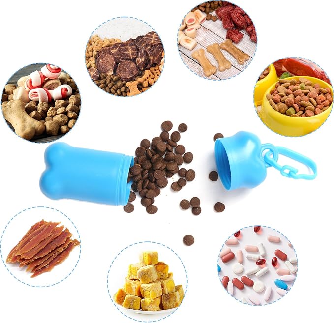 Portable Dog Treat Pouch for Pet Training, 1 piece(Blue) | Mini Treat Holder Small Dog Treat Bag for Training and Walks, Bone-Shaped Treat Container