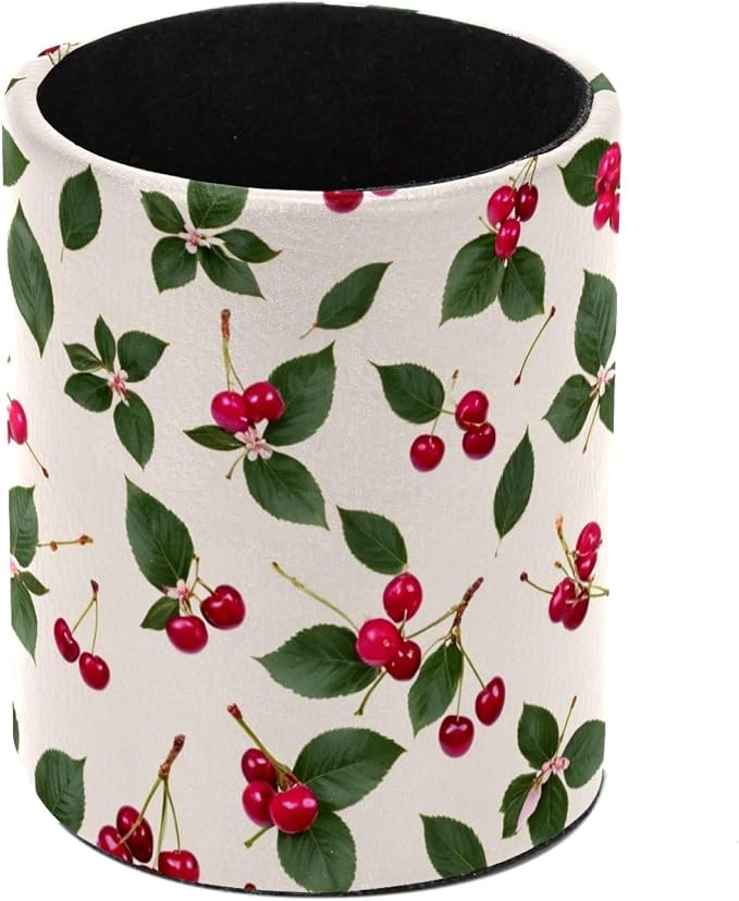 Cherries Pen Holder, Pencil Cup Marker Brush Holder Desk Storage Case, Desktop Organizer for School Office Home Supplies