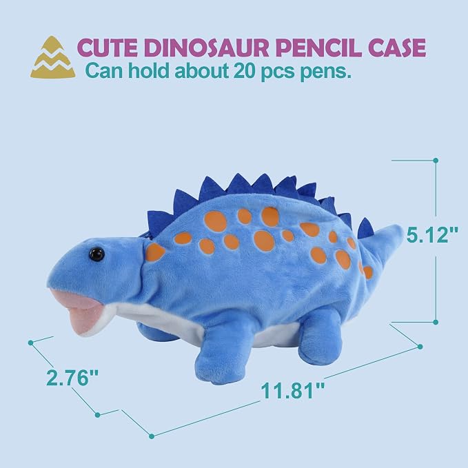 BB FUN HOUSE Pencil Case for Kids, 3D Plush Animal Dog Dinosaur Pencil Pouch Soft Stationery Storage Pen Bag for Girls and Boys School Supplies