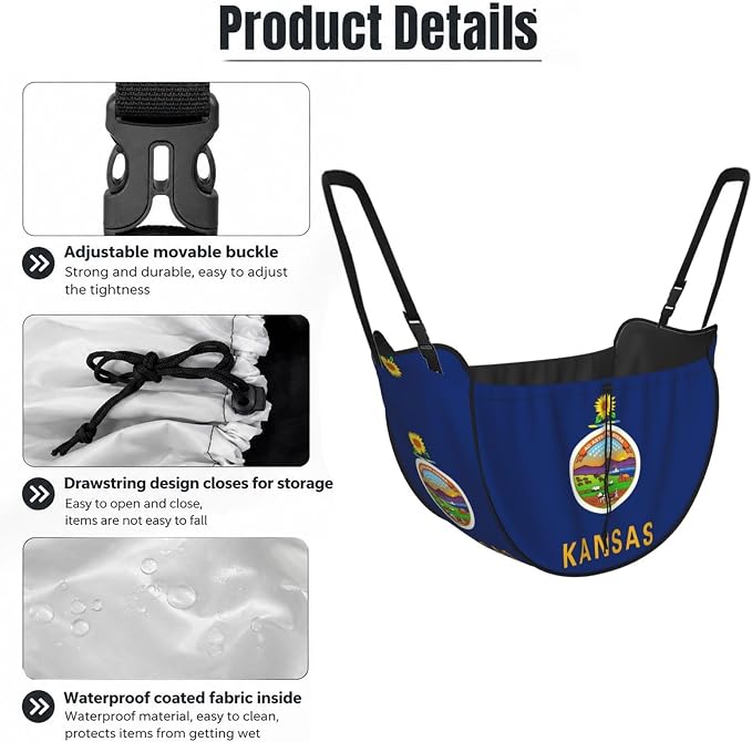 Flag of Kansas Car Seat Organizer-Backseat Storage Bag for Travel | Waterproof Durable. Holds Snacks Gear Essentials. Fits Most Cars.