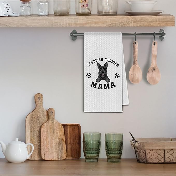 Scottish Terrier Kitchen Towels, Dog Mama Scottish Terrier Gifts for Women & Dogs Moms, Scottie Dog Lover Gifts Decorative Hand Towels for Bathroom, 16x24 Inch
