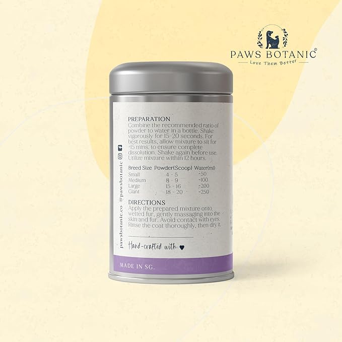 Water-Activated Dog Shampoo, Powder Shampoo for Dogs, Regular Skin & Coat, 3.5 oz with Bamboo Spoon (Calming Lavender)