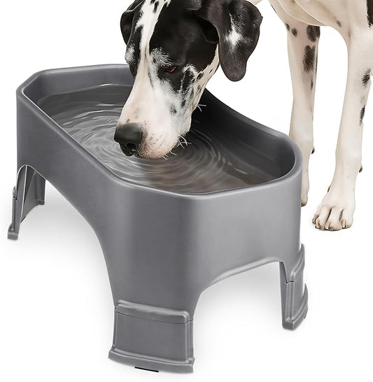 Neater Pet Brands Extra Large Water Bowl for Dogs, Elevated Outdoor Dog Water Bowl (2.25 Gallon XL Capacity), Big Trough Style Food Dish for Indoors or Outside, No Spill Large Dog Bowls, Gunmetal Grey