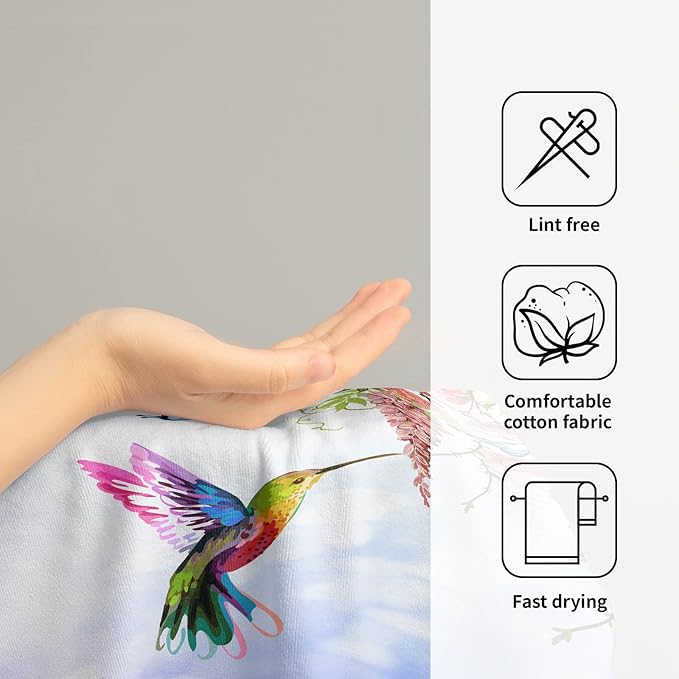 Giwawa Pink Floral Hand Towels Set of 2 Hummingbird Butterfly Soft Absorbent Guest Bath Towel Kitchen Dish Towel Spa Home Bathroom Decorations