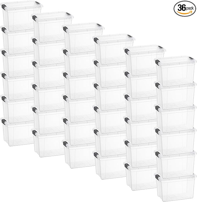Superio 8.7 Quart Clear Plastic Storage Boxes with Lids, Stackable Organizer Containers, BPA-Free Storage Bins for Home, Office, School & Dorm, 36 Pack