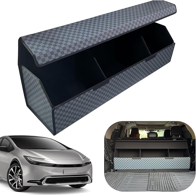 Car Trunk Organizer for For Toyota Prius Prime - Custom Fit,Large Space Outdoor Trunk Organizer with Leather,Hook and Loop Fastener,4-Layer Cover,For Toyota Prius Prime 2023-2025