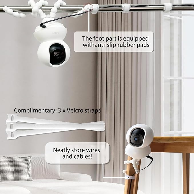 Flexible Octopus Camera Tripod Stand with HelloBaby HB6550/ HB6560/ HB65/ HB40/ HB6339/ HB66, ANMEATE SM935E Monitor,with Base for TP-Link Tapo C200 C210 C220,No Drilling Universal Holder