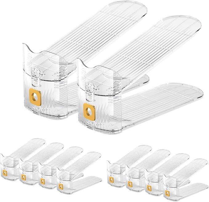 CiBiZi Shoe Slots Organizers 10Pack Shoe Stacker Adjustable Space Saver 50% Shoe Rack Holder Oraganizers for Closet Cabinet Storage Clear