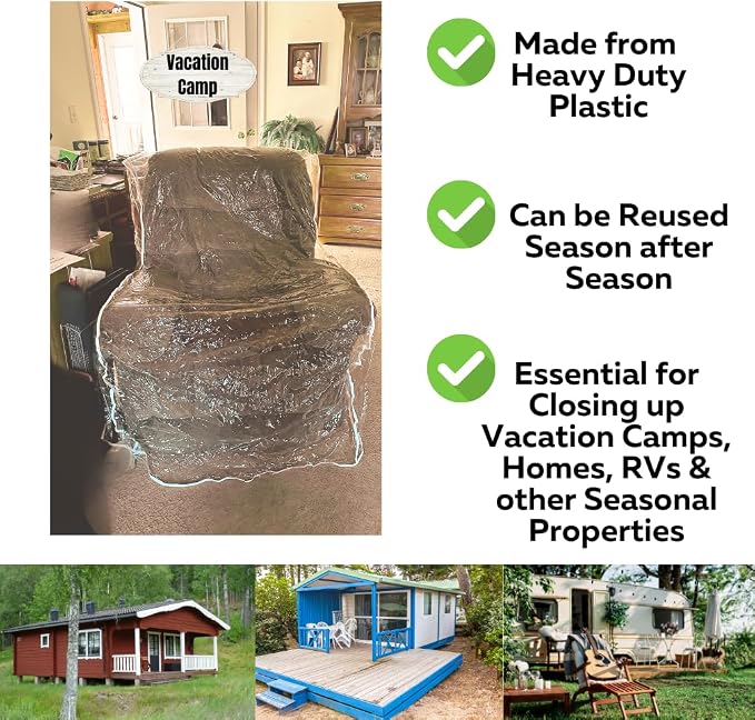 Evelots 2-Pack Clear Vinyl Recliner Covers, Spill-Resistant Protectors | Shields Furniture From Pet Claws, Stains, Dust and Spills, With a Durable Waterproof Design for Everyday Use or Home Storage.