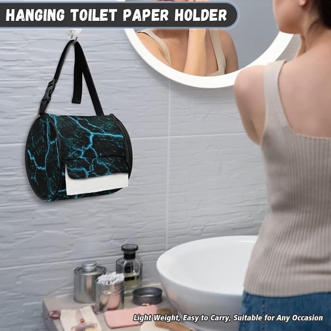Lightning Hanging Paper Towel Roll Holder with Adjustable Strap Water Resistant Toilet Tissue Roll Dispenser Farmhouse Handy Toilet Paper Cover Storage Holder
