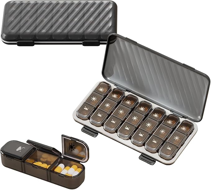 LOHE Pill Organizer 3 Times a Day, Pill Box 7 Day, Weekly Travel Case | Large 7 Day Pill Box 3 Times a Day, Portable Pill Case for Medication, Vitamins, Fish Oil and Supplements