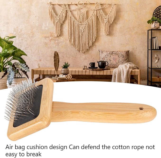 Macrame Comb, Wooden Handle Macrame Fringe Comb with Air Bag Cushion for Knitting Cord Rope Plant Hangers Wall Hangings Pet Hair Combing