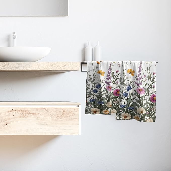 Giwawa Flower Herbs Hand Towels Set of 2 Botanical Plant Decorative Bath Towels Soft Absorbent Kitchen Dish Towel Yoga Gym Spa Bathroom Washcloth