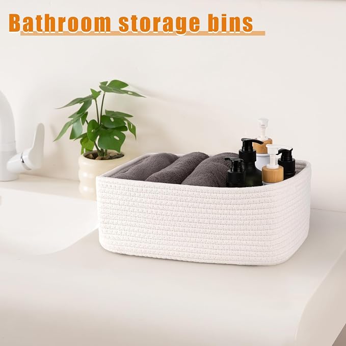 OIAHOMY 4 PACK 12L Storage Baskets for Organizing Storage Bins White | Small Bins for Shelves Small Storage Basket Shelf Baskets Organizer Baskets for Gifts Empty Cute Decorative Storage Bins