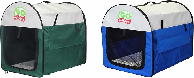 Go Pet Club 18" Rounded Top Soft Collapsible Dog Crate, Portable Pet Carrier, Thick Padded Pet Travel Crate for Indoor & Outdoor, Soft Sided Pet Foldable Kennel Cage with Durable Mesh Windows, Green