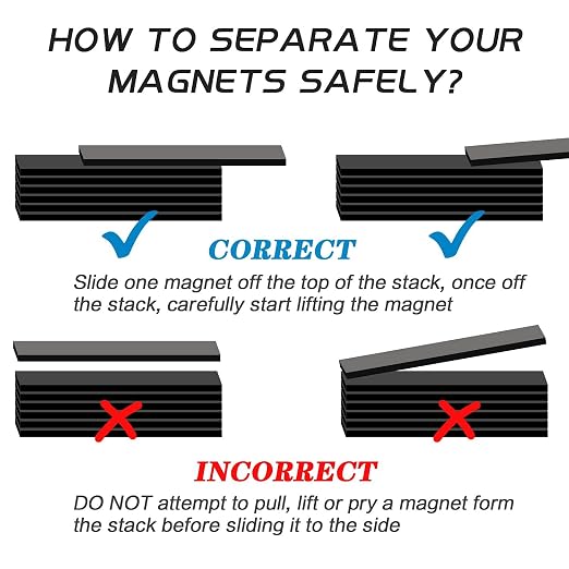 Heavy Duty 12 Pack Neodymium Magnets 60x10x3mm Black | Fridge Magnetic Strips Refrigerator Blocks Crafts Extra Super Sticky Bar for Science Experiments Classroom Craft Office