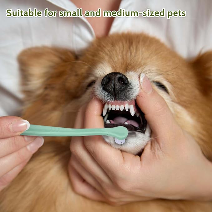 2 Pack Mini Head Soft Cat & Dog Toothbrush Deep Clean Kit, Portable Travel Friendly & Easy to Use for Puppy, Kitten, Small Dog & Cat