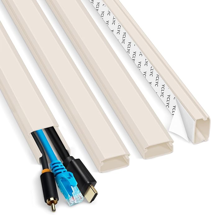 62.8in Beige Cord Hider for TV on Wall, Paintable Cord Cover Wall Kit | Wire Cover for Wall, Cord Hiders for TV on Wall, Hide Cords Wall Mounted TV - Cord Concealer Cable Channel: W0.98in H0.5in