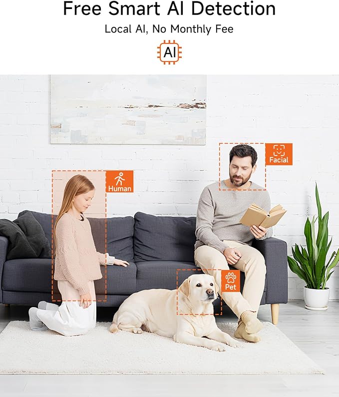 5G Pet Camera Indoor with Phone App, 3K Cat Dog Cameras with Speaker, Pan-Tilt WiFi Baby Monitor Camera for Home Security, Pet/Facial AI Detection Motion Tracking, 2-Way Talk, 2.4G/5G Wi-Fi