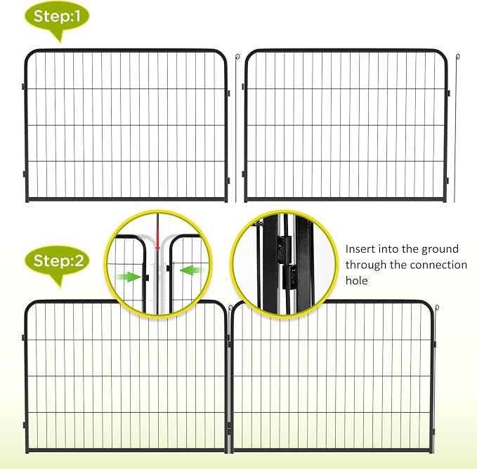 BestPet | Dog Playpen Extender | 24", 4 Panels | Expandable Design | Heavy Duty Metal Pet Exercise Pen | Indoor/Outdoor Fence Panels | Anti-Skid, Rust-Resistant, Removable and Tool-Free Setup